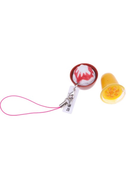 2pcs 1: 6 Dolyhouse Minyatürler Gıda Seti Meyve Suyu Dondurma Anahtar Zincirleri
