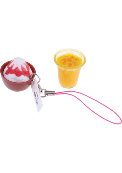 2pcs 1: 6 Dolyhouse Minyatürler Gıda Seti Meyve Suyu Dondurma Anahtar Zincirleri