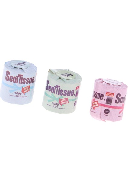 Lot 3pcs Mini Tuvalet Kağıtları Dokular 1/12 Dollhouse Minyatür Banyo Dekorasyonu