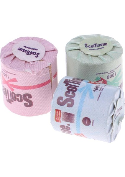 Lot 3pcs Mini Tuvalet Kağıtları Dokular 1/12 Dollhouse Minyatür Banyo Dekorasyonu
