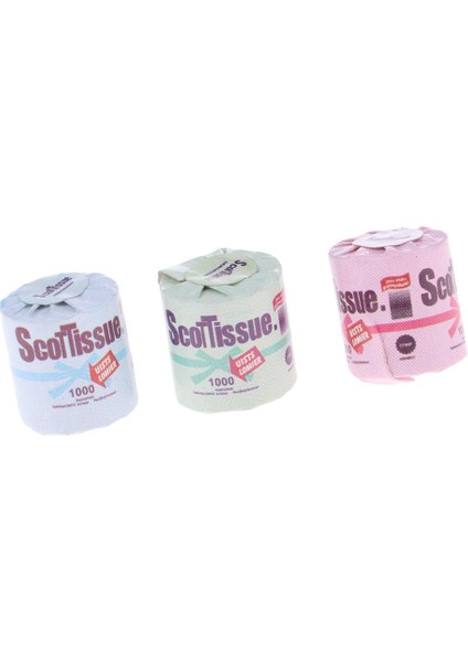 Lot 3pcs Mini Tuvalet Kağıtları Dokular 1/12 Dollhouse Minyatür Banyo Dekorasyonu
