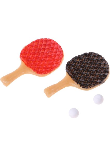 1/12 Minyatür Masa Tenis Top Raket Seti Bebek Binası Spor Aksesuarları Hayat fırsatları