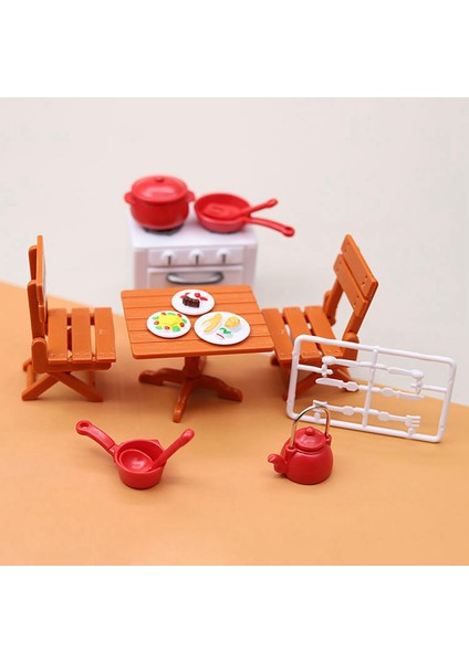 1/12 Bebek Ev Mobilya Yatak Odası Oturma Odası Mutfak Ev Plastik Dekor Mutfak Masa