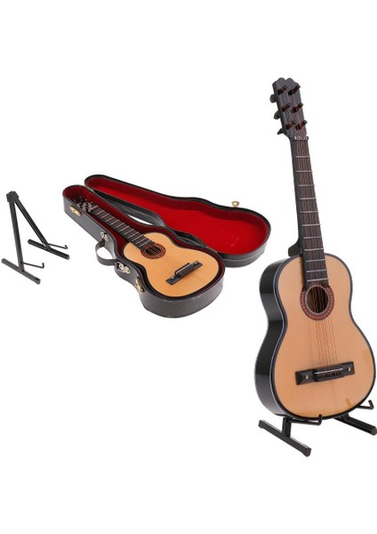 Minyatür 13CM Ahşap Gitar Modeli Pu Kutu Set Bebek Evi Aksiyon Figürleri Accs