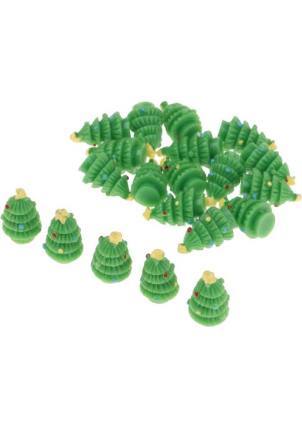 20 Adet Ahşap Tabanlı Minyatür Noel Ağacı, 2 cm Yükseklik Mini Noel Ağacı Modeli