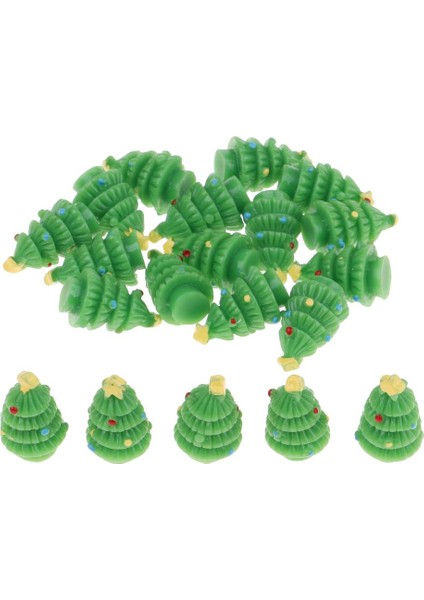 20 Adet Ahşap Tabanlı Minyatür Noel Ağacı, 2 cm Yükseklik Mini Noel Ağacı Modeli