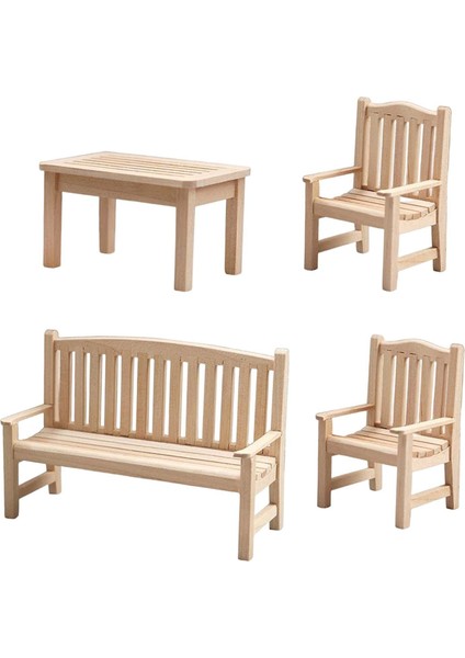 4x Minyatür Bahçe Tezgahı Seti Mobilya Modeli Dıy Mini 1:12 Dollhouse Natural2