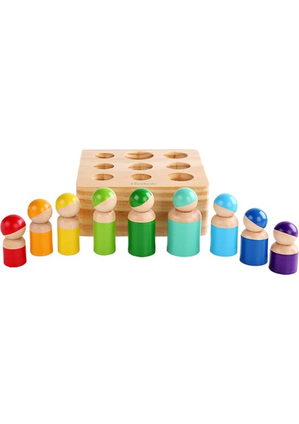 Montessori Silindir Soket Oyuncakları Gökkuşağı Peg Bebekler Çocuklar Için Beyin Gelişimi (Yurt Dışından)