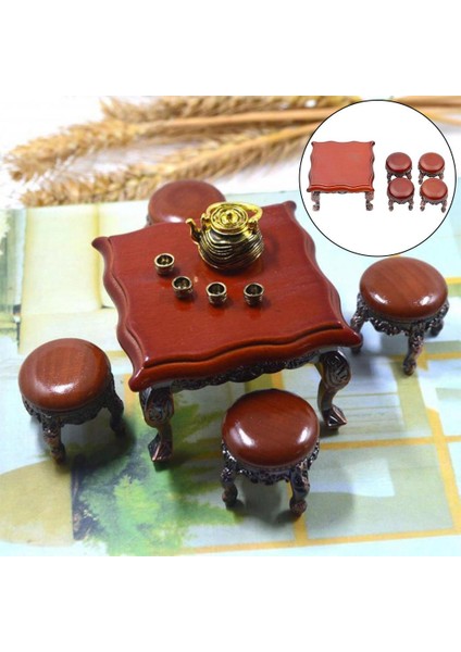 Ahşap El Yapımı Minyatür Sandalye Masa Bebek Evi Mobilyaları Ahşap Oyuncaklar