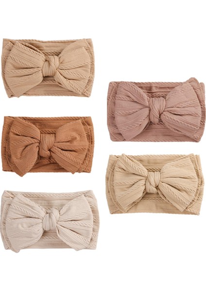 5 Adet, Harika Hediye Çift Katmanlı Yay Için Yay Esnek Saç Bantları ile Bebek Kafa Bantları Örgü