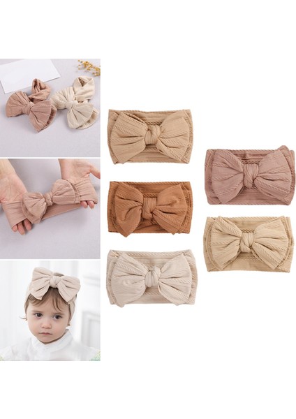 5 Adet, Harika Hediye Çift Katmanlı Yay Için Yay Esnek Saç Bantları ile Bebek Kafa Bantları Örgü fırsatları