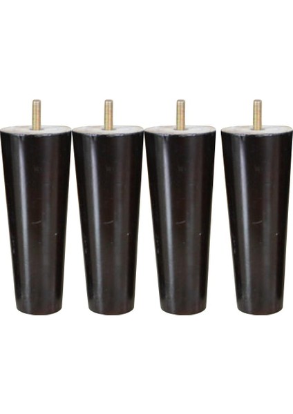 4 Adet Koni Şekli Okaliptüs Katı Ahşap Mobilya Kanepe Bacaklar Siyah 4 * 6 * 15 cm Siyah 15 cm H