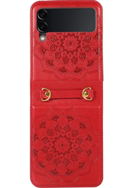 Samsung Galaxy Z Fold3 5g Kırmızı Için Mandala Kabartma Çantası (Yurt Dışından)