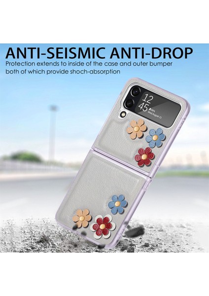 Samsung Galaxy Z Flip4 Gri Için 3D Çiçek Katlanır Deri Kılıf (Yurt Dışından) modelleri