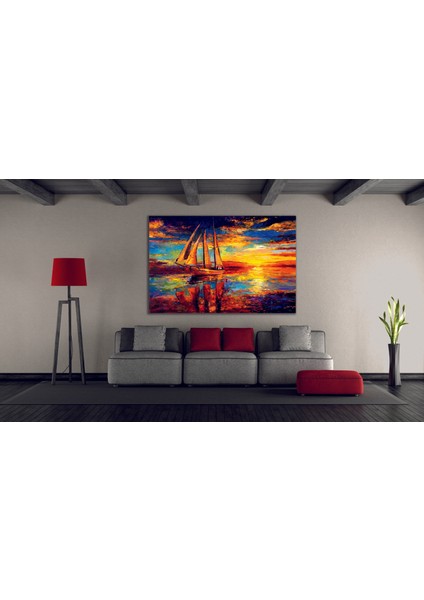 Yağlı Boya Görünümlü Yelkenli Kanvas Tablo