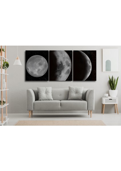 3 Parça Dolunay Kanvas Tablo