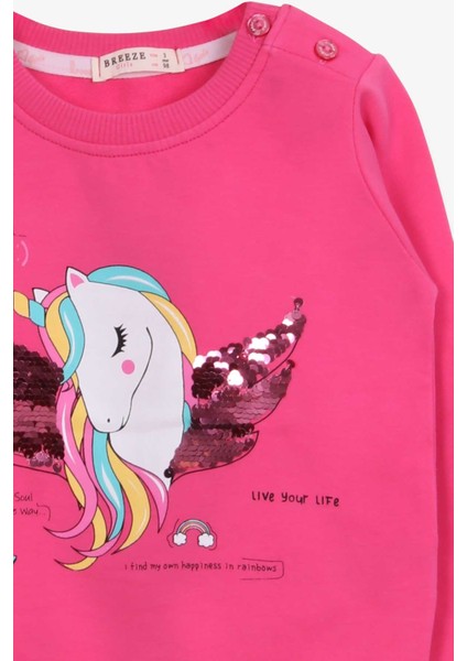 Kız Çocuk Sweatshirt Unicorn Baskılı Pembe (2-6 Yaş)