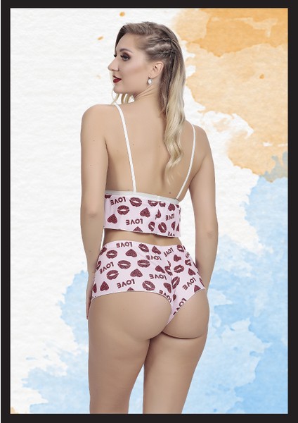 Kadın Pembe Desenli Seksi Fantezi Şortlu Takım Yeni Model modelleri