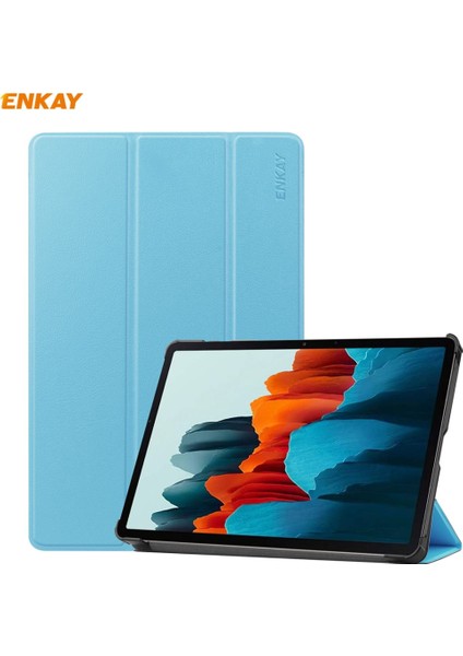 ENK-8010 Pu Deri + Plastik Akıllı Kılıf Samsung Galaxy Tab S8 / Galaxy Tab S7 11.0 T870 / T875 Için Üç Katlanır Tutuculu (Yurt Dışından)