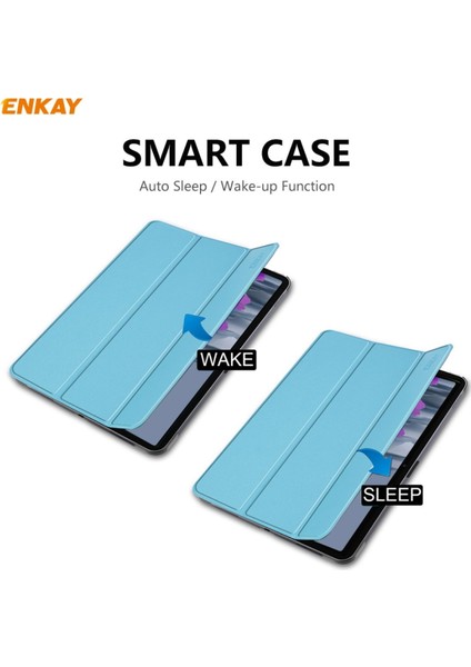 ENK-8010 Pu Deri + Plastik Akıllı Kılıf Samsung Galaxy Tab S8 / Galaxy Tab S7 11.0 T870 / T875 Için Üç Katlanır Tutuculu (Yurt Dışından)