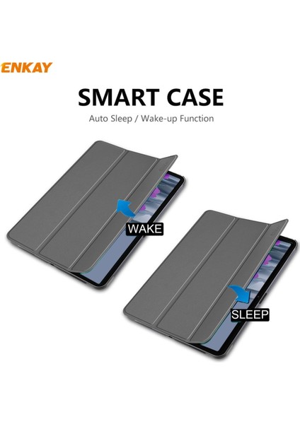 ENK-8010 Pu Deri + Plastik Akıllı Kılıf Samsung Galaxy Tab S8 / Galaxy Tab S7 11.0 T870 / T875 Için Üç Katlanır Tutuculu (Yurt Dışından)