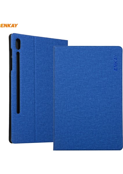 Enkaysamsung Galaxy Tab Için S8 / Galaxy Tab S7 11.0 T870 / T875 Enkay Kaba Kumaş Desenli Pu Deri + Tpu Akıllı Kılıf Tutucu ve Uyku / Uyandırma Fonksiyonlu (Yurt Dışından)