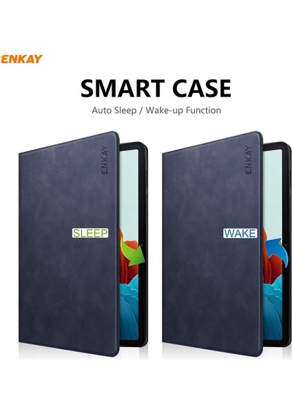 ENK-8026 Inek Dokusu Pu Deri + Tpu Akıllı Kılıf Kalem Yuvalı Samsung Galaxy Tab S8 / Galaxy Tab S7 11.0 T870 / T875 (Yurt Dışından)