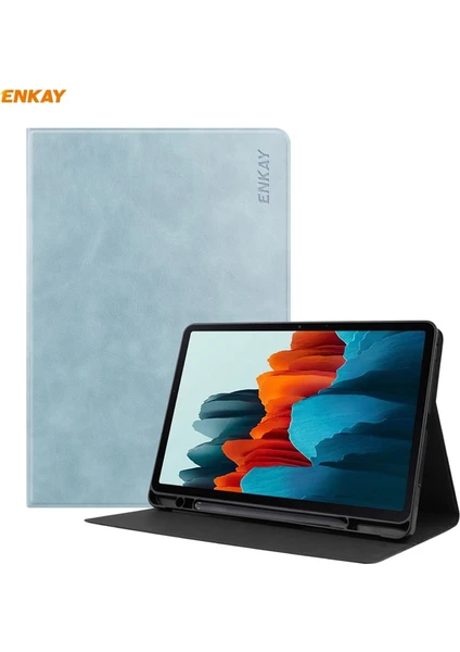 ENK-8026 Inek Dokusu Pu Deri + Tpu Akıllı Kılıf Kalem Yuvalı Samsung Galaxy Tab S8 / Galaxy Tab S7 11.0 T870 / T875 (Yurt Dışından)