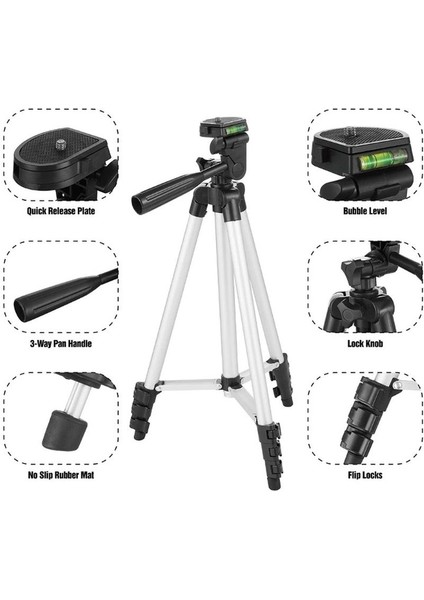 Telefon ve Kamera Tutucu Tripot Ayak 105 cm (Telefon Tutuculu)