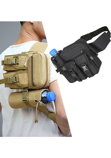 Bel Paket Torbası Torba Su Şişesi Tutucu Fanny Pack Tırmanmak Için Siyah (Yurt Dışından)