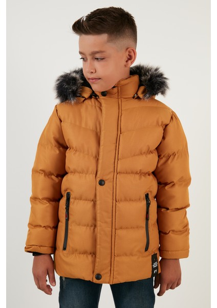 Suni Kürklü Peluş Astarlı Çıkarılabilir Kapüşonlu Mont Erkek Çocuk Mont 5763028 modelleri