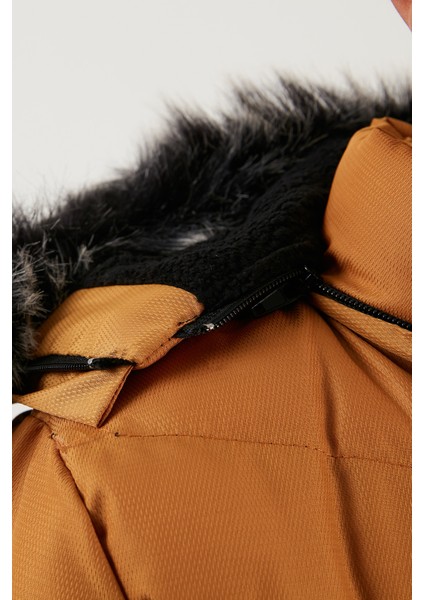 Suni Kürklü Peluş Astarlı Çıkarılabilir Kapüşonlu Mont Erkek Çocuk Mont 5763028 fırsatları