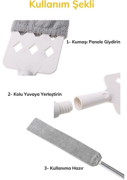 Anadolu Saray Pratik Mikrofiber Başlıklı Girintili Yüzey Dip Köşe Raf Temizleme Sihirli Toz Alma Fırçası