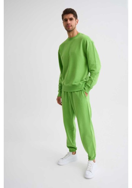 Organik Uzun Kollu Yuvarlak Yaka Erkek Sweatshirt Yeşil Yeşil Xl indirimleri