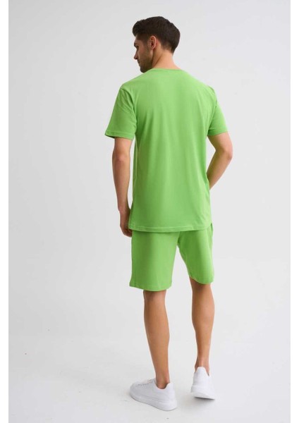 Organik Cepli Regular Fit Erkek Bermuda Şort Yeşil Yeşil Xxl