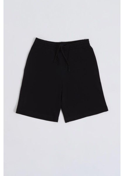 Organik Cepli Regular Fit Erkek Bermuda Şort Siyah Siyah Xxl