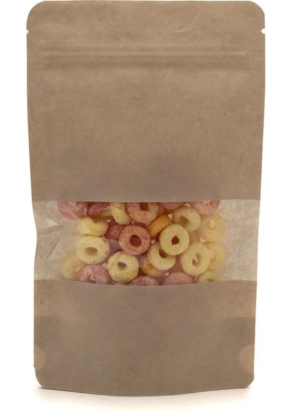 Pencereli Kraft Kilitli Doypack Ambalaj 16 x 27 + 4 cm. 500 gr. - 250 Adet