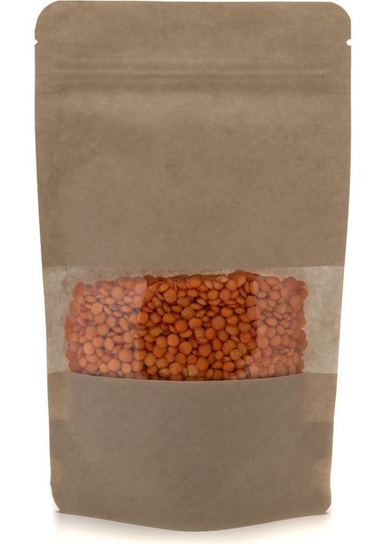 Pencereli Kraft Kilitli Doypack Ambalaj 18 x 29 + 4,5 cm. 750 gr. - 250 Adet