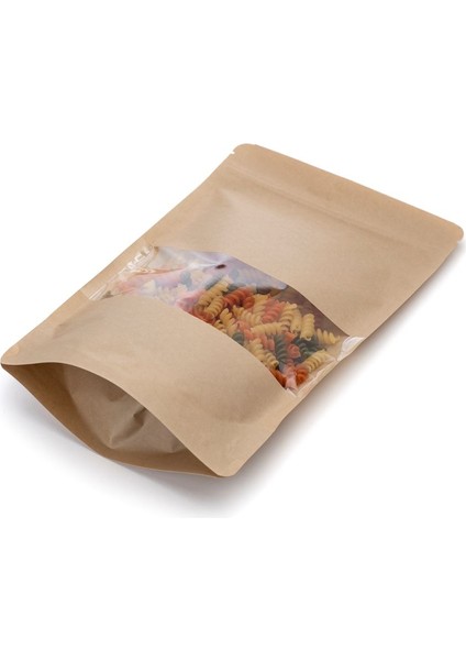 Pencereli Kraft Kilitli Doypack Ambalaj 18 x 29 + 4,5 cm. 750 gr. - 250 Adet