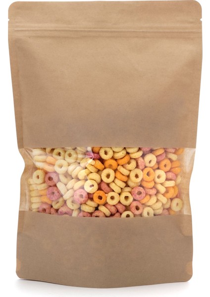 Pencereli Kraft Kilitli Doypack Ambalaj 18 x 29 + 4,5 cm. 750 gr. - 250 Adet