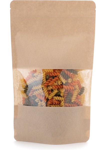 Pencereli Kraft Kilitli Doypack Ambalaj 18 x 29 + 4,5 cm. 750 gr. - 250 Adet