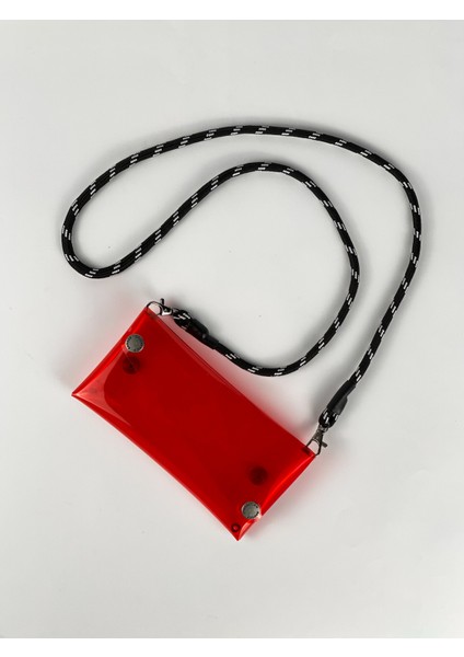 Jellyfon Askılı Şeffaf Telefon Çantası Kırmızı Minimal Hediye Tasarım Pvc Renkli Unisex Erkek Kadın fırsatları