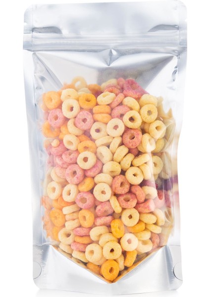 Ön Şeffaf Metalize Kilitli Doypack Ambalaj 11 x 18,5 + 3,5 cm. 100 gr. - 250 Adet