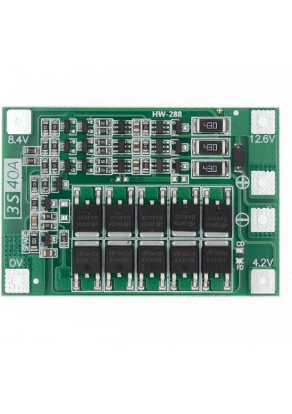 40A 18650 Lityum Pil Koruma Kartı - 11.1V 12.6V (Aşırı Şarj - Deşarj ve Aşırı Akım Koruması)