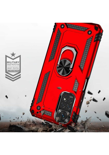 Xiaomi Redmi Note 11S Global Kılıf Vega Yüzüklü Zırhlı Mıknatıslı Standlı Tank Silikon Kapak