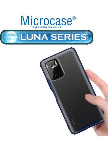 Xiaomi Poco X3 Gt Luna Serisi Köşe Korumalı Sert Rubber Kılıf - Mavi