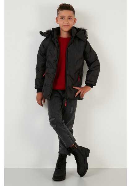 Içi Peluş Astarlı Çıkarılabilir Kapüşonlu Mont Erkek Çocuk Mont 5760013 fırsatları