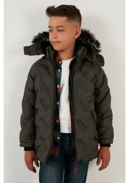 Içi Peluş Astarlı Çıkarılabilir Kapüşonlu Mont Erkek Çocuk Mont 5760013 modelleri