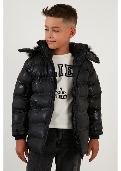 Kamuflaj Desenli Peluş Astarlı Çıkarılabilir Kapüşonlu Cepli Kışlık Mont Erkek Çocuk Mont 5760071 fiyatları