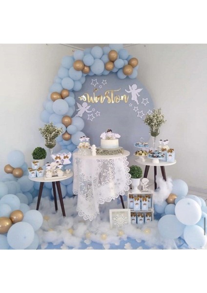 Krom Gold Pastel Mavi Balon Zinciri